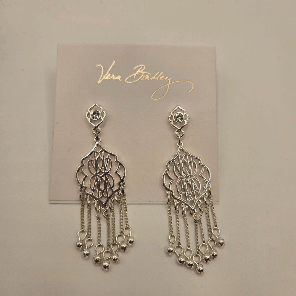 Vera Bradley Signature Silver Chandelier Earrings NEW